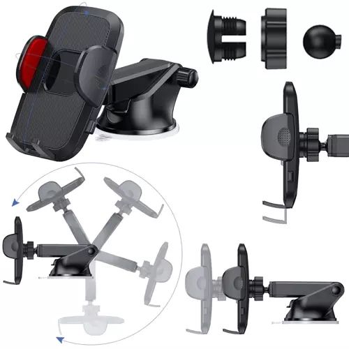 Mobile Holder / Car Holder / Car Holder - Suction Cup 230, Plastic material, dashboard mounting, stable phone or GPS support