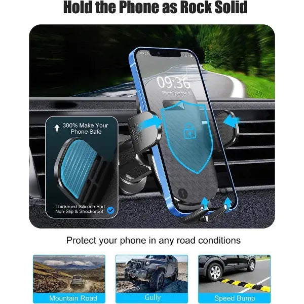 Phone holder for car. Handsfree mobile phone holder car, Silicone + Rubber material, dashboard mounting, stable phone or GPS support