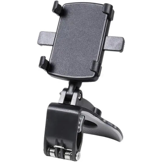 Foldable Car Phone Holder for Sun Visor or Rearview Mirror, Adjustable Cell Phone Mount, ABS Material, Black Color