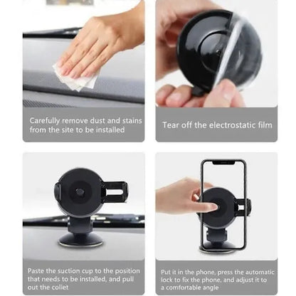 Automatic Smooth Mobile Phone Holder Car Dashboard Smartphone Holder Suction Cup Mobile Phone Holder, Black/Grey Color Options