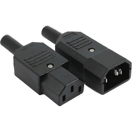 1 pair AC250V 10A IEC C14 male C13 female, 3 pin terminals Inline adapter contact power socket, Copper material