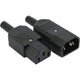 1 pair AC250V 10A IEC C14 male C13 female, 3 pin terminals Inline adapter contact power socket, Copper material