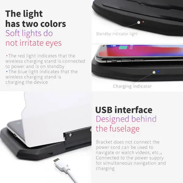 Wireless Charger Car HUD Head Up Display Phone Navigation Holder, ABS material, automotive replacement use, vehicle maintenance accessory