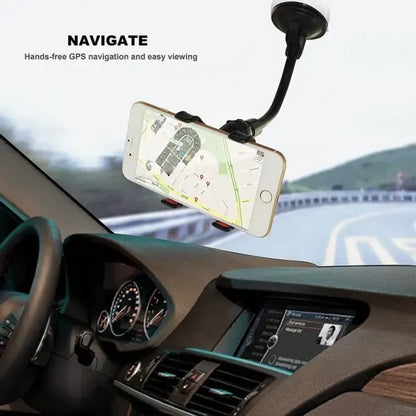 Mobile Phone Holder with Suction Cup for Car Black, ABS + PVC material, dashboard mounting, stable phone or GPS support, Black Color