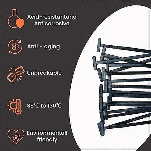 Nylon Universal Cable Tie Buckle, 10-100 pin and button cable ties self-locking 50 pcs, automotive replacement use, Black Color