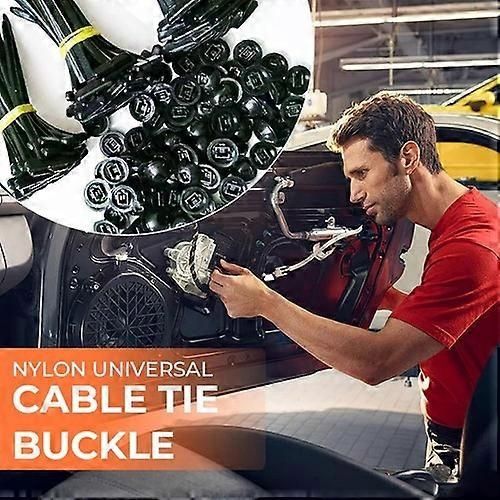 Nylon Universal Cable Tie Buckle, 10-100 pin and button cable ties self-locking 100 pcs, automotive replacement use, Black Color