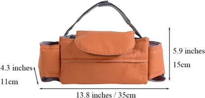 Universal Stroller Storage Bag, with Tissue Front Pocket, Built-in Cup Holder, Can Be Hanged on the Stroller, Brown