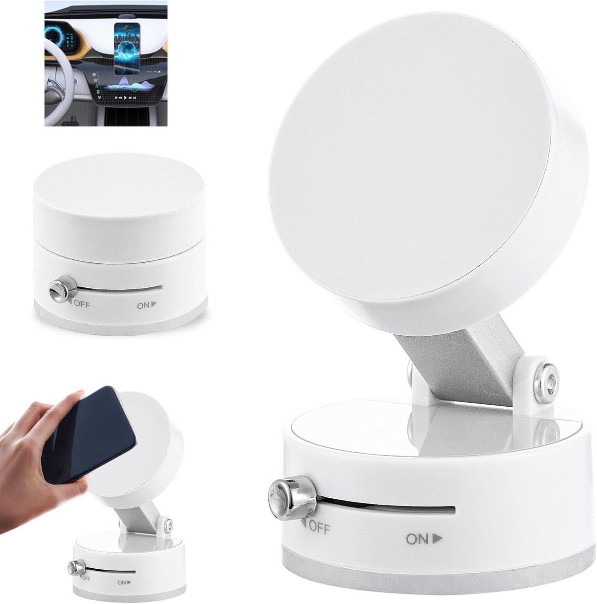 Car Phone Holders, Suction Cup Car Mount, Car Phone Holder 3, Fold Rotatable Sticky, 360° Rotatable Car Phone Mount Compatible, bathroom, White
