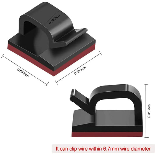 50 Pieces Cable Clips, Adhesive Cable Organizer Cord Holder, Nylon Plastic R-Type Cable Clips Clamp Kit, Black