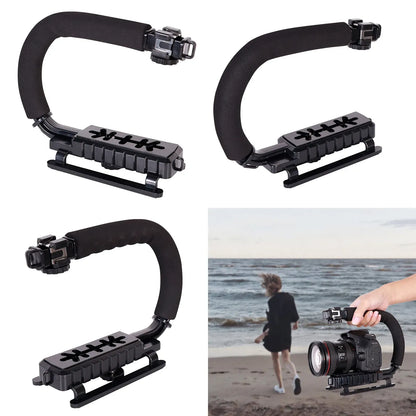 Camera Stabilizer Handheld U-Grip with Anti-Skid Design and Cold Shoe Mount Lightweight for Stable Video-Photo