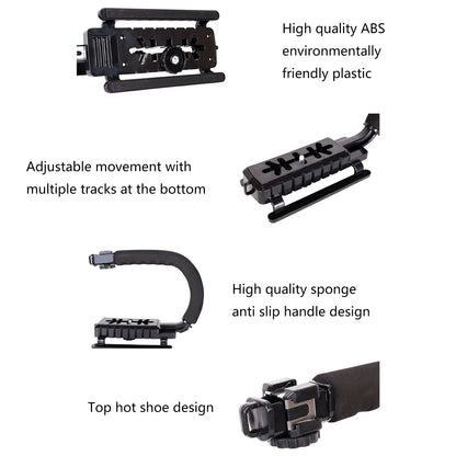 Camera Stabilizer Handheld U-Grip with Anti-Skid Design and Cold Shoe Mount Lightweight for Stable Video-Photo