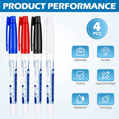 8 Pcs Deep Reach Markers Long Nose Marker Waterproof Deep Hole Marker 30 mm Reach Permanent Markers, 4 Colors