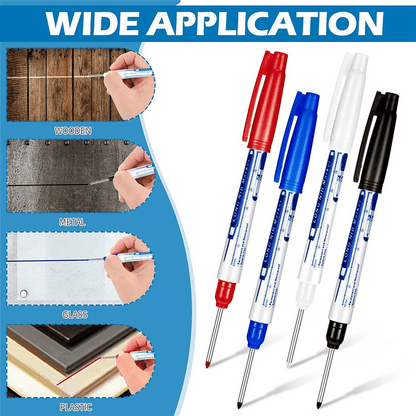 8 Pcs Deep Reach Markers Long Nose Marker Waterproof Deep Hole Marker 30 mm Reach Permanent Markers, 4 Colors