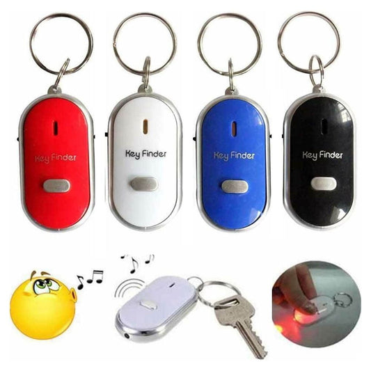 4 Pc Key Finder Locator Anti Lost Keys Keychain Tracker Whistle Sound LED Light