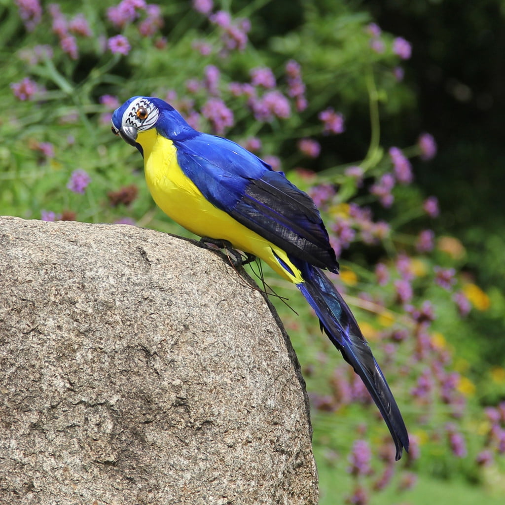 Fake Parrot, 10 x 0.4 Inch Realistic Artificial Birds Model, Fade Birds for Garden Patio Yard Lawns Tropical Tree Wall, Decorative Birds BLUE