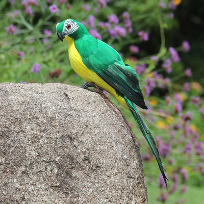 Fake Parrot, 10 x 0.4 Inch Realistic Artificial Birds Model, Fade Birds for Garden Patio Yard Lawns Tropical Tree Wall, Decorative Birds Green