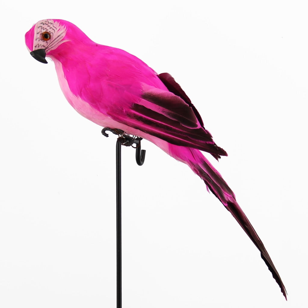 Fake Parrot, 10 x 0.4 Inch Realistic Artificial Birds Model, Fade Birds for Garden Patio Yard Lawns Tropical Tree Wall, Decorative Birds Pink