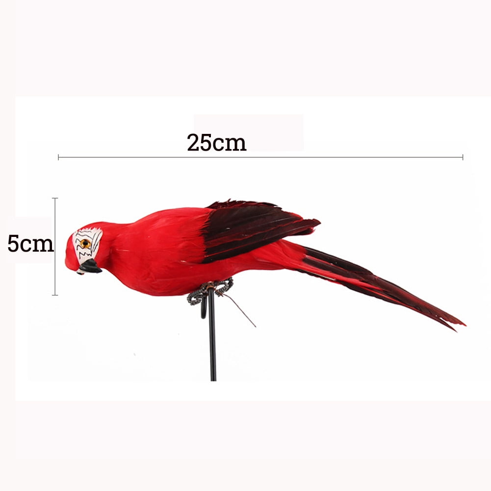 Fake Parrot, 10 x 0.4 Inch Realistic Artificial Birds Model, Fade Birds for Garden Patio Yard Lawns Tropical Tree Wall, Decorative Birds Red