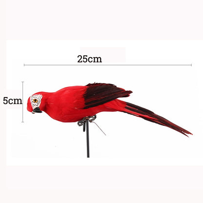 Fake Parrot, 10 x 0.4 Inch Realistic Artificial Birds Model, Fade Birds for Garden Patio Yard Lawns Tropical Tree Wall, Decorative Birds Red
