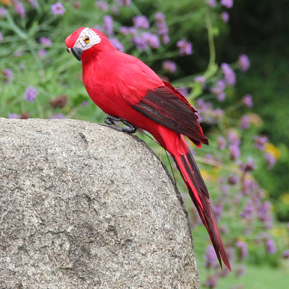 Fake Parrot, 10 x 0.4 Inch Realistic Artificial Birds Model, Fade Birds for Garden Patio Yard Lawns Tropical Tree Wall, Decorative Birds Red