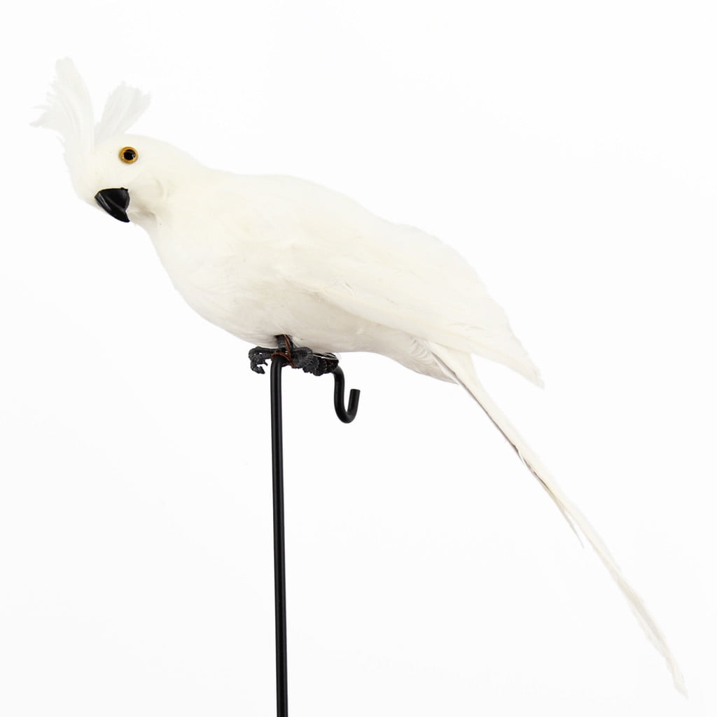 Fake Parrot, 10 x 0.4 Inch Realistic Artificial Birds Model, Fade Birds for Garden Patio Yard Lawns Tropical Tree Wall, Decorative Birds White