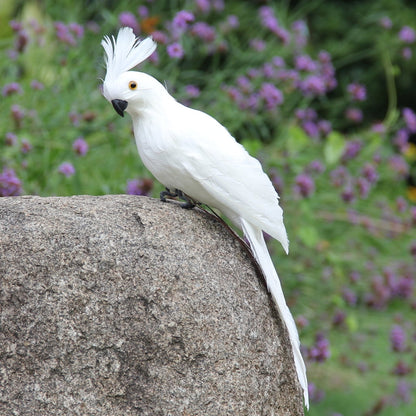 Fake Parrot, 10 x 0.4 Inch Realistic Artificial Birds Model, Fade Birds for Garden Patio Yard Lawns Tropical Tree Wall, Decorative Birds White