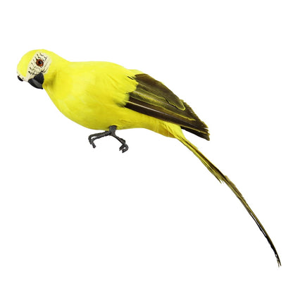 Fake Parrot, 10 x 0.4 Inch Realistic Artificial Birds Model, Fade Birds for Garden Patio Yard Lawns Tropical Tree Wall, Decorative Birds Yellow