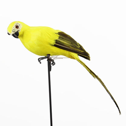 Fake Parrot, 10 x 0.4 Inch Realistic Artificial Birds Model, Fade Birds for Garden Patio Yard Lawns Tropical Tree Wall, Decorative Birds Yellow