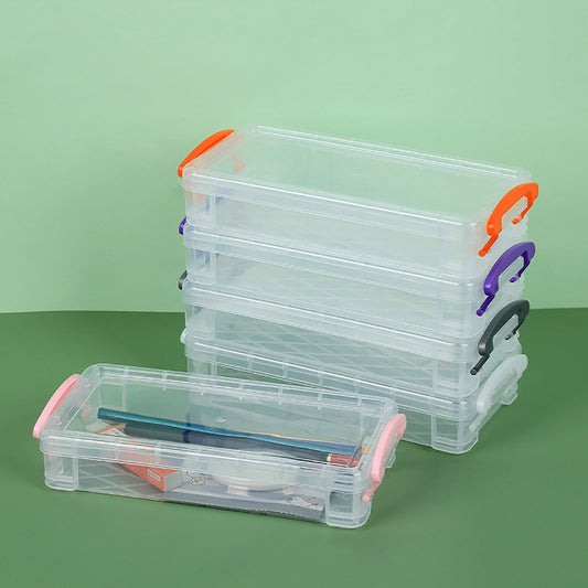 Tyidzon Plastic Pencil Case, Large Capacity Clear Pencil Box, Crayon Marker Box with Snap-Tight Lid, Plastic Pencil Cases, Pencil Box, Crayon Box Storage Gray