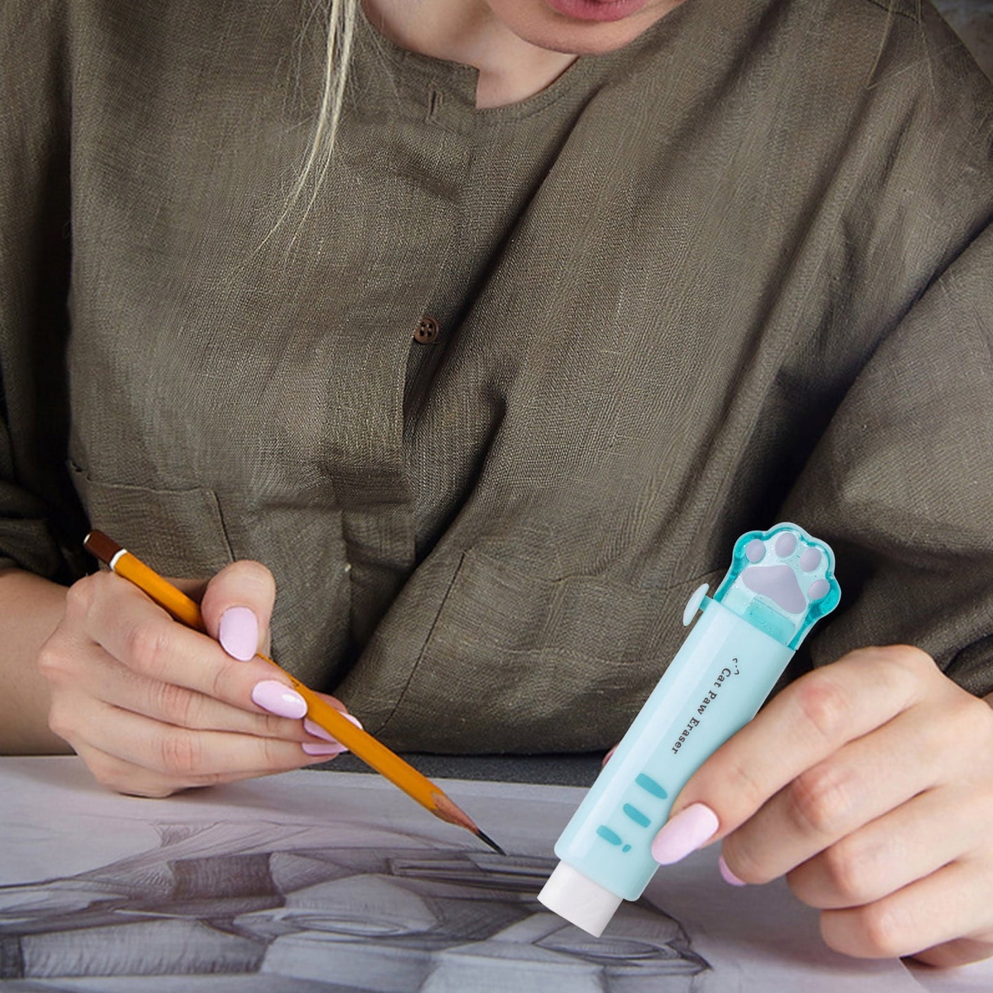 Tyidzon Erasers for Pencils 2 Pack, Cute Pencil Erasers for Office, Erasers for Drawing Sketching Blue