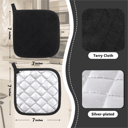 4 Pack Pot Holders for Kitchen Heat Resistant Pot Holders Sets Oven Hot Pads Terry Cloth Pot Holders for Cooking Baking(7"x 7",GRAY) 7" x 7" PURPLE