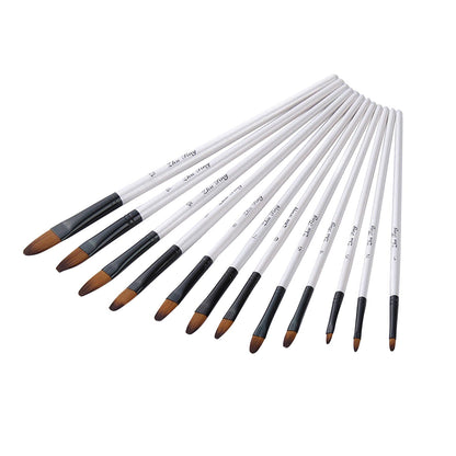 Brushes , Paint Brushes, Painting Pen, Art Tools, Brush Set, Round Tip Brushes Nylon Brushes Artist Wood Brushes for Oil Watercolor Face Nail Arts Miniature and Rock Painting Z3-White