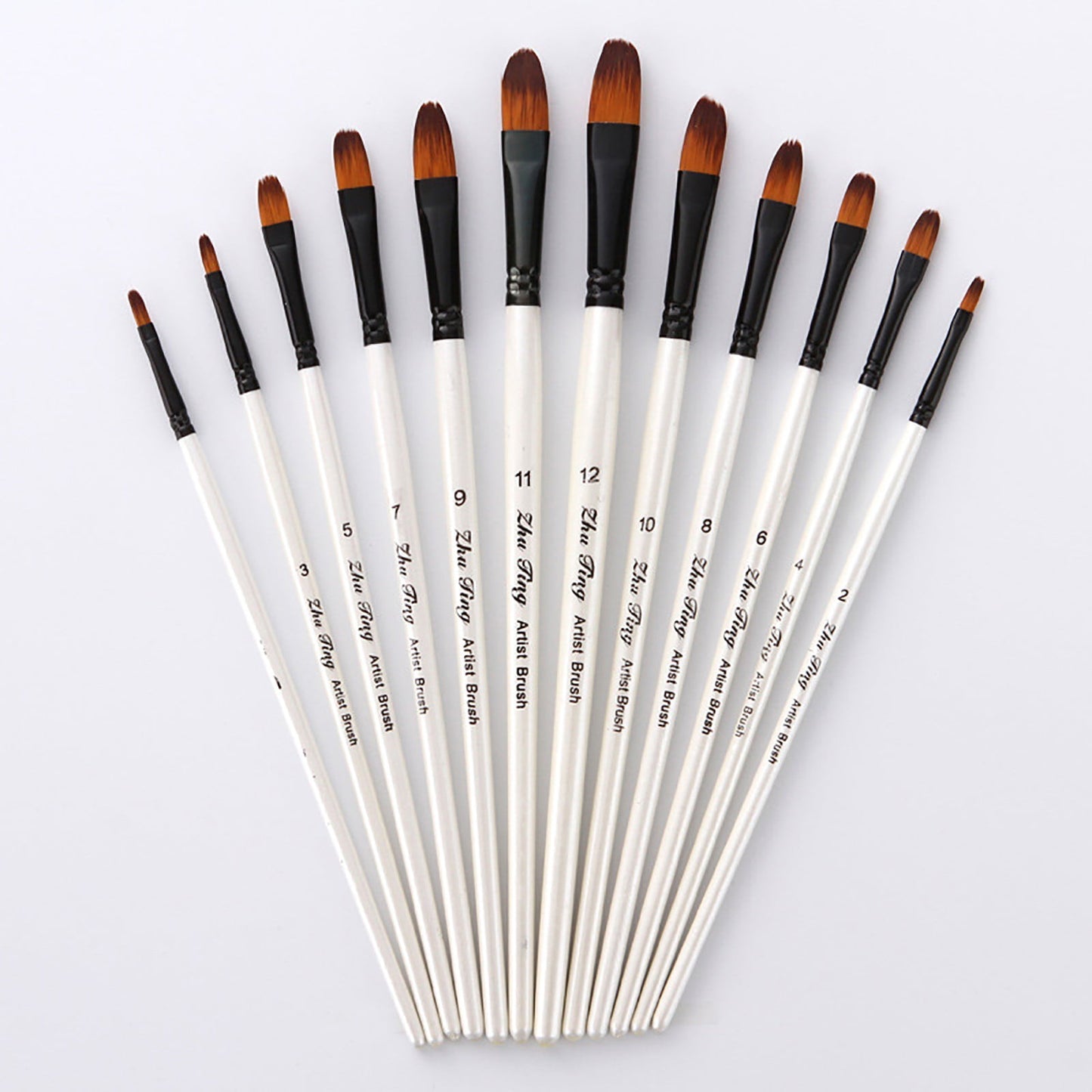 Brushes , Paint Brushes, Painting Pen, Art Tools, Brush Set, Round Tip Brushes Nylon Brushes Artist Wood Brushes for Oil Watercolor Face Nail Arts Miniature and Rock Painting Z3-White