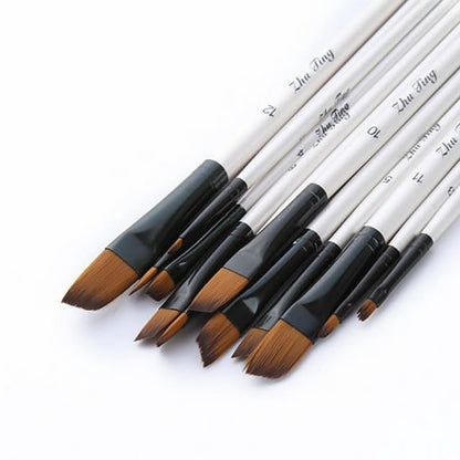 Brushes , Paint Brushes, Painting Pen, Art Tools, Brush Set, Round Tip Brushes Nylon Brushes Artist Wood Brushes for Oil Watercolor Face Nail Arts Miniature and Rock Painting Z3-White