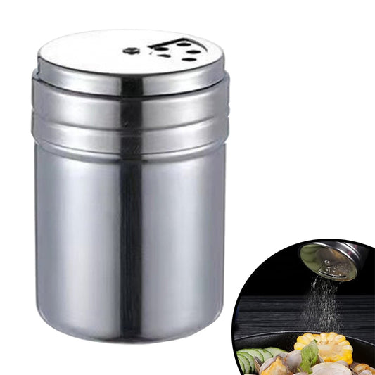JWDX 2Pcs Salt and Pepper Shakers, Stainless Steel Shaker for Salt Powder Sugar Cinnamon Pepper, Spice Dispenser with Adjustable Pour Holes, Silver Z3-B