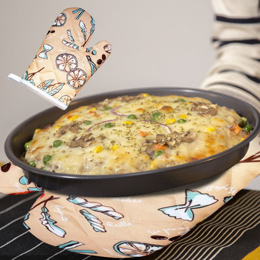 JWDX Oven Mitts Clearance, Oven Oven Heat Oven Glove Polyester Floral Printed Pot Holder Microwave Glove Thickened Microwave Bakeware H