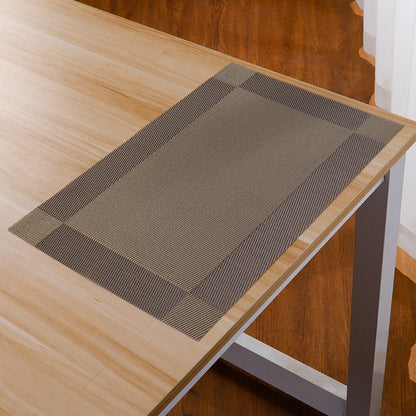 Elegant Woven Vinyl PVC Dining Placemats, Stain‑Resistant Heat‑Proof Non‑Slip Table Mats with Matching Coasters for Home Kitchen, Grey