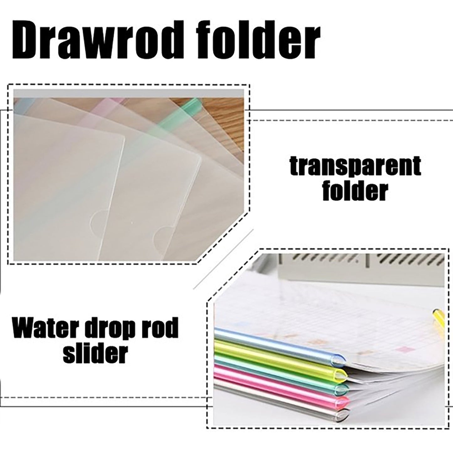Jwdx 10X Folder Drawer 10Pcs Transparent File Folder Sliding Bar Report For Report Display Cover Organizer One Size Clear
