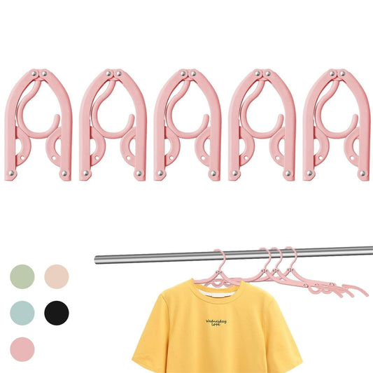 Folding Clothes Hanger Pink 5Pcs Jwdx Travel Foldable Hangers Update Portable Plastic Hanger Travel Accessories Must Haves Clothes Drying Rack Folding Hanger for Traveling Camping Flying Rv One Size Green