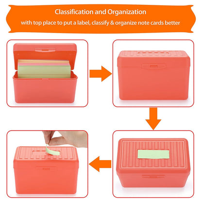 JWDX Hot Clearance! Index Card Holder Index Card Box Notecard Box Flash Card Holder Index Organizer, Storage Box*1 Yellow Desktop storage box Red
