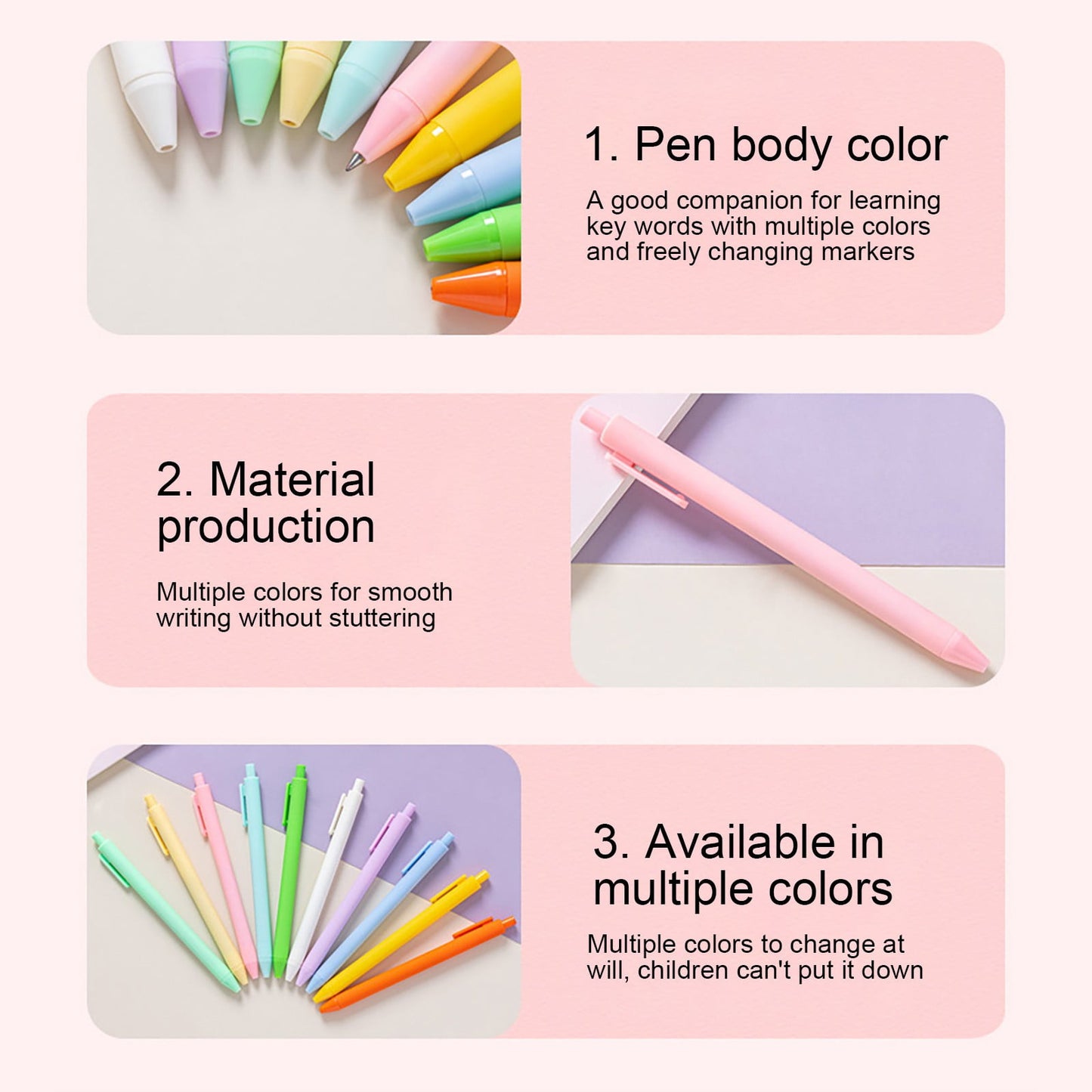JWDX Hot Clearance! Ballpoint Pens Retractable Comfortable Writing Pens Cute Back to Schǒ-ǒl in Medium Point 1.0 Mm for Teacher stǔdənt Bridal Shower 5Ml, 1 Ballpoint Pen Pink Push ballpoint pen White