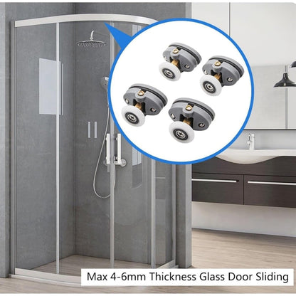 LGCASL Clearance! Shower Door Rollers Shower Door Rollers Bearing Door Roller Plastic Pulley Shower Caster Bathroom Door Hardware(2Pcs Up 2Pcs Down 25mm)- Single wheel diameter 23mm, hole spacing 26mm (2 on top, 2 on the bottom) White