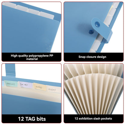 LGCASL Expanding File Organizer with 8/12 Pockets Accordion File Folders with Labels Portable Document Paper Bill Receipt Organizer Home College Schǒ-ǒl Letter Size twelve B