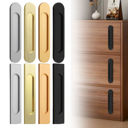LGCASL No-Drill Sliding Door Handle, Square Matte Black Stick Sliding Door Pulls Aluminum Alloy Flush Pull Punch Free Handle for Sliding Door Cabinets Barn Doors M
