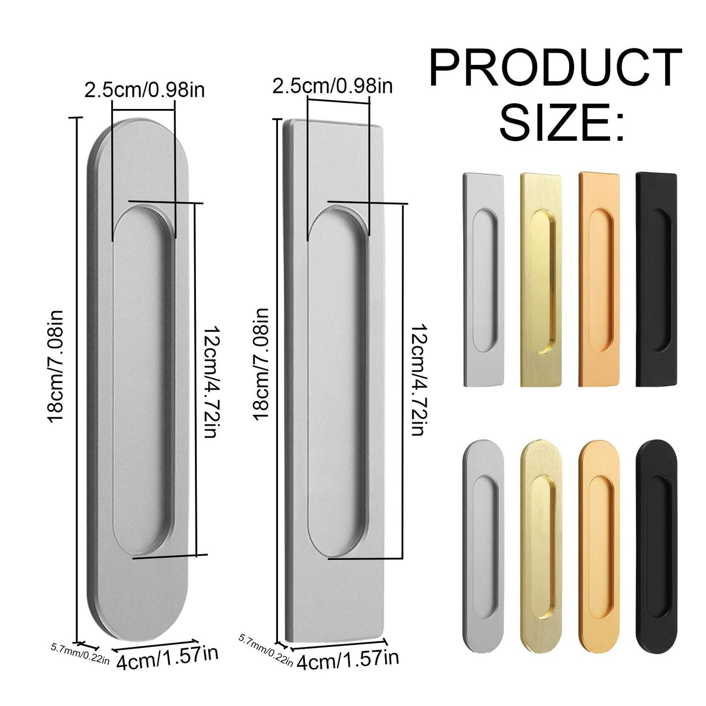 LGCASL No-Drill Sliding Door Handle, Square Matte Black Stick Sliding Door Pulls Aluminum Alloy Flush Pull Punch Free Handle for Sliding Door Cabinets Barn Doors M