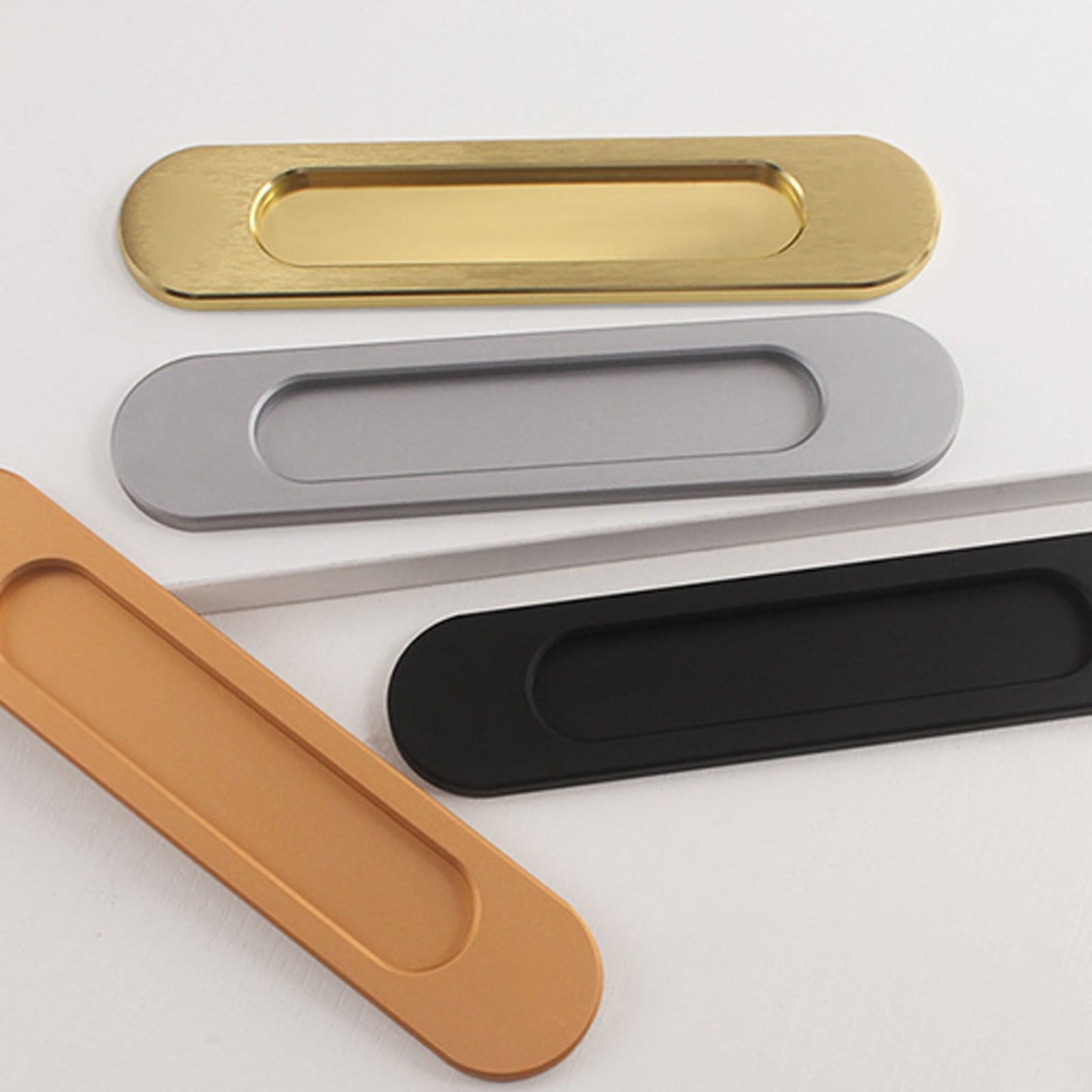 LGCASL No-Drill Sliding Door Handle, Square Matte Black Stick Sliding Door Pulls Aluminum Alloy Flush Pull Punch Free Handle for Sliding Door Cabinets Barn Doors M
