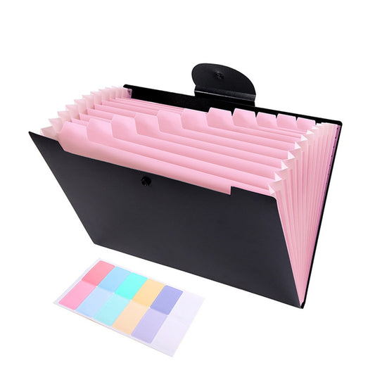 LGCASL Accordion File Organizer Expanding File Folder with 12 Pockets Portable Receipt Paper Bill Document Organizer Letter/ Size Filing Folder Schǒ-ǒl Black B