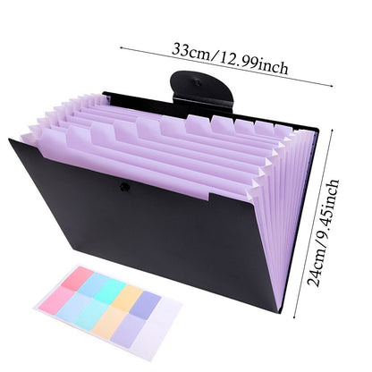 LGCASL Accordion File Organizer Expanding File Folder with 12 Pockets Portable Receipt Paper Bill Document Organizer Letter/ Size Filing Folder Schǒ-ǒl Black B