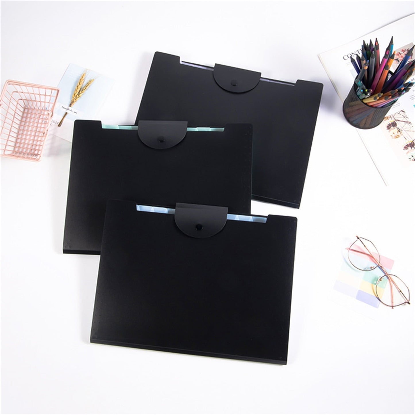 LGCASL Accordion File Organizer Expanding File Folder with 12 Pockets Portable Receipt Paper Bill Document Organizer Letter/ Size Filing Folder Schǒ-ǒl Black G