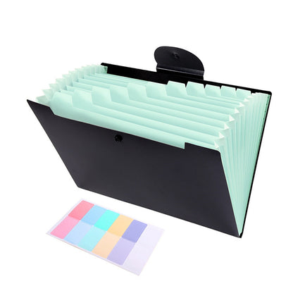 LGCASL Accordion File Organizer Expanding File Folder with 12 Pockets Portable Receipt Paper Bill Document Organizer Letter/ Size Filing Folder Schǒ-ǒl Black H